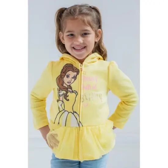 Disney Princess Moana Cindrella Ariel Belle Zip Up Hoodie Little Kid to Big Kid image {4}