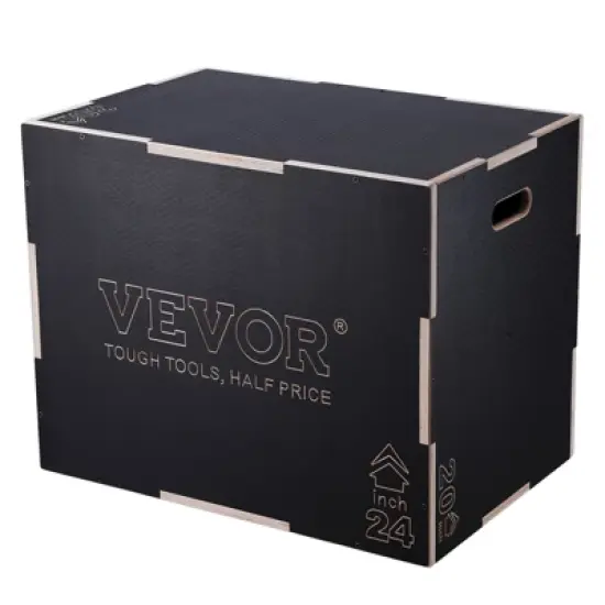 VEVOR 3 in 1 Plyometric Jump Box, 30/24/20 Inch Wooden Plyo Box, Platform & Jumping Agility Box, Anti-Slip Fitness Exercise Step Up Box image {8}