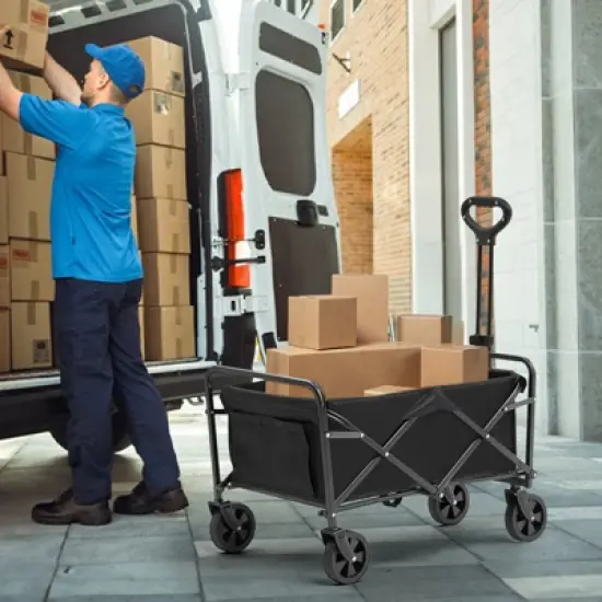 VEVOR Collapsible Folding Wagon, 2 cu.ft Grass Wagon Cart with All-Terrain 5in Wheels, Heavy Duty Folding Wagon Cart 220 lbs Weight Capacity image {1}