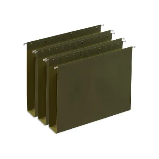 Staples Hanging File Folders 2" Expansion Letter Size Standard Green 25/Bx TR117515/117515 image {5}