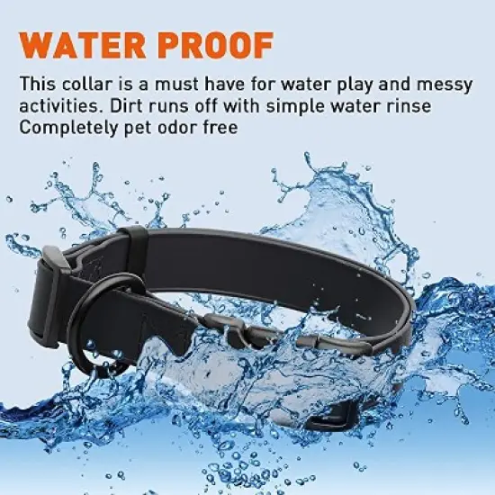 Dogline Biothane Waterproof Collar with QR Buckle Black image {3}