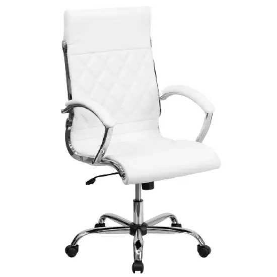 Flash Furniture High Back Designer Quilted LeatherSoft Executive Swivel Office Chair with Chrome Base and Arms image {5}