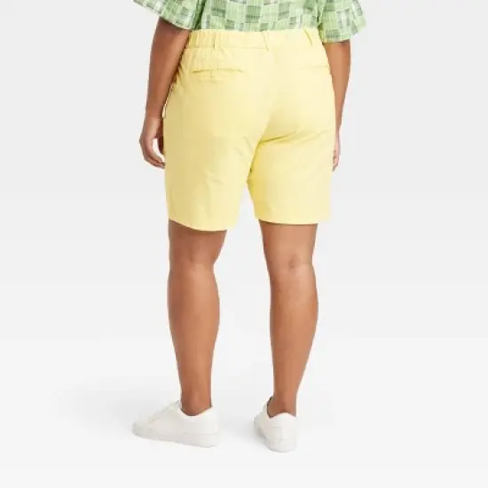 Houston White Adult Twill Shorts - Yellow image {1}