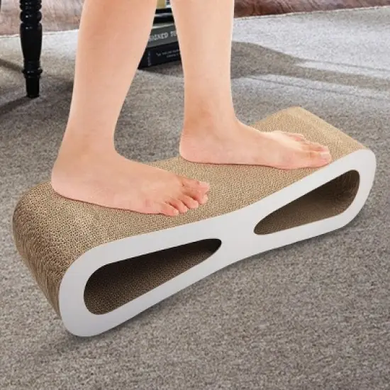 Sandinrayli Wave Cat Scratcher Lounge Toy with Catnip, White image {3}
