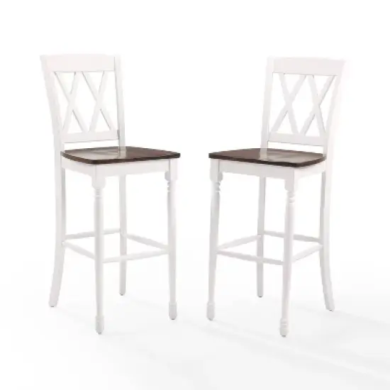 Set of 2 Shelby Barstools Distressed White - Crosley image {2}