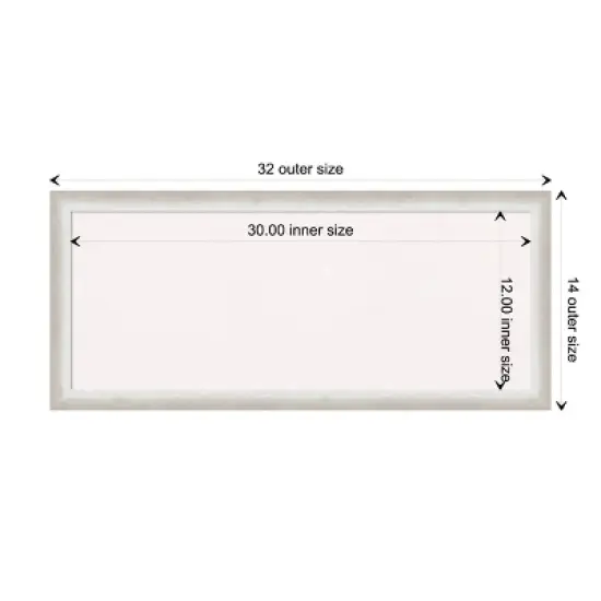 32"x14" Two Tone Wood Frame White Cork Board Silver - Amanti Art: Bulletin Board for Office, Wall Mount, No Choking Hazard image {9}
