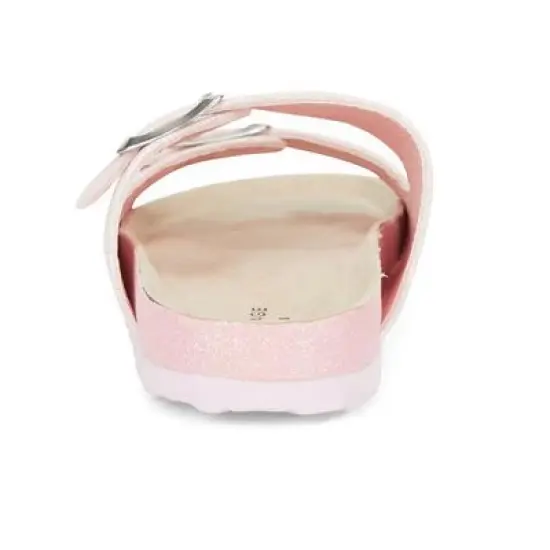 Rampage Girl's Shimmer Leopard Footbed Slide Sandals, Sparkly Flats with Glitter image {4}