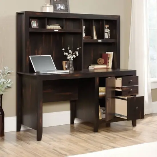 Dakota Pass Computer Desk with Hutch Light Brown - Sauder image {2}