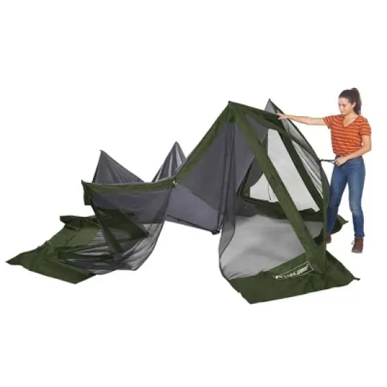 Lightspeed Outdoors Pop-Up 6-Sided Screen Shelter, Camping Gazebo, Green image {2}
