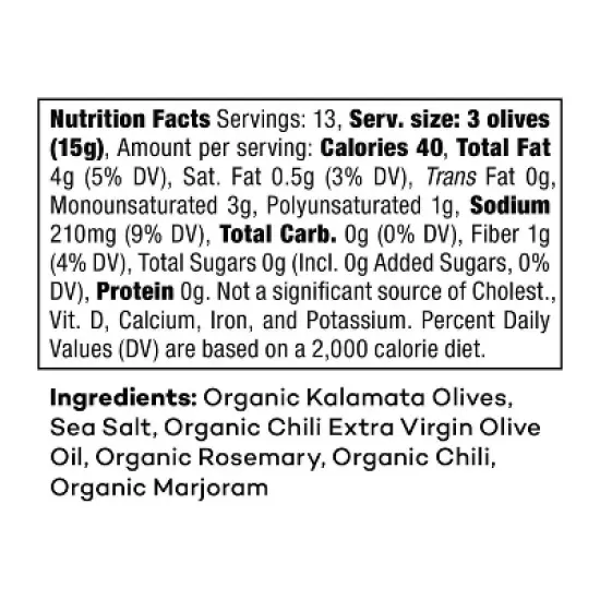 Kosterina Spicy Pitted Organic Kalamata Olives - 6.7oz image {3}