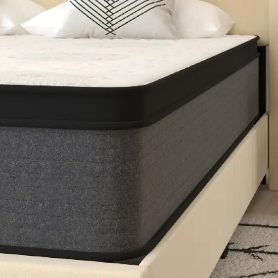 Merrick Lane Full Size 13" Euro Top Mattress in a Box with Hybrid Pocket Spring and Foam Design for Supportive Pressure Relief image {5}