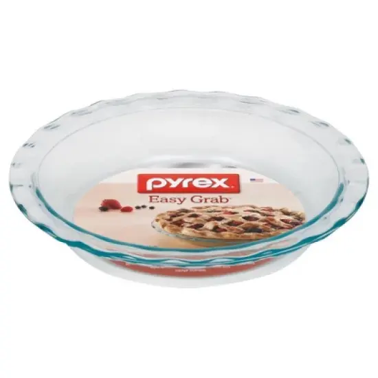 Pyrex Easy Grab 9.5" Glass Pie Pan: Clear, Round, Odor & Stain-Resistant, Freezer & Oven-Safe, 2-Year Warranty image {8}