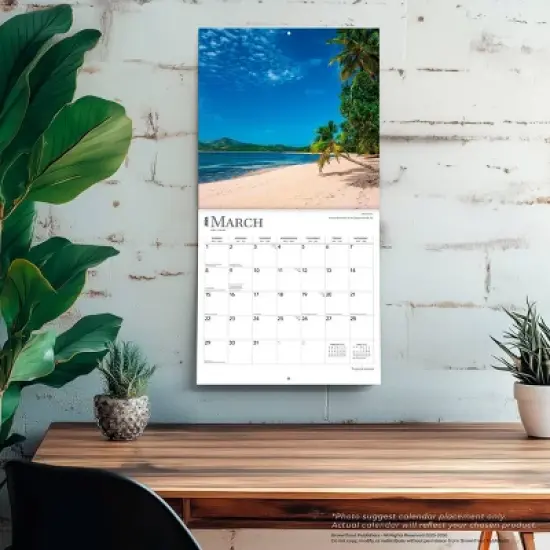 BrownTrout Tropical Islands 2026 12"x24" Hanging Square Wall Calendar Plastic-Free image {4}