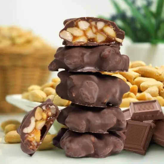 Peanut Caramel Clusters with Dark Chocolate by It's Delish image {1}