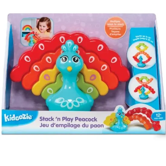 Kidoozie Rainbow Peacock Stacker, Many Ways to Stack, Colorful and engaging play, Easy to grasp, For Ages 12 months and up image {1}