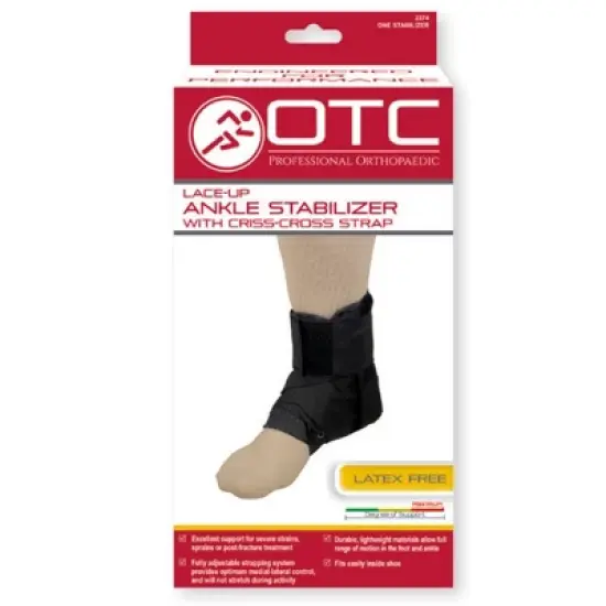 OTC Ankle Stabilizer Brace with Criss-Cross Lace-Up Adjustable Support image {2}