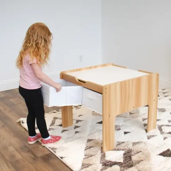 Humble Crew Journey Kids' Wood Building Block Activity Table White/Natural image {5}