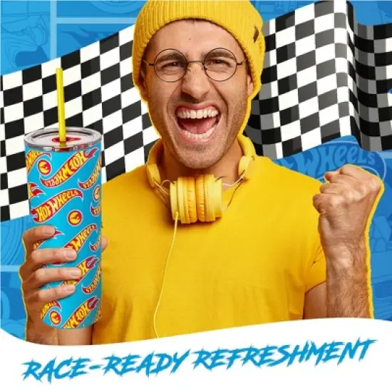 Hot Wheels x Dragon Glassware 24 oz Vacuum Insulated Tumbler with Lid and Straws image {5}