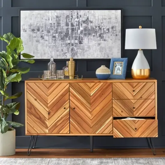 Alexandria 2 Doors 3 Drawers Buffet Oak - Lifestorey image {1}