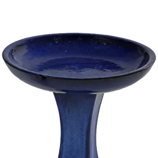 Sunnydaze Ceramic Bird Bath with Glazed Finish - Blue Glazed Finish - 16" H image {8}