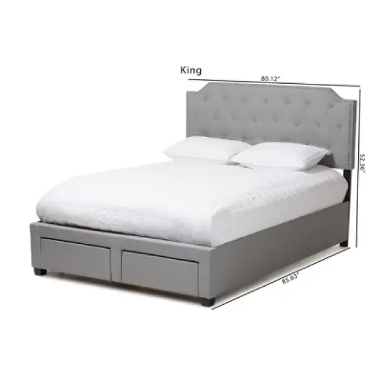 Aubrianne Modern and Contemporary Fabric Upholstered Storage Bed Gray - Baxton Studio image {4}