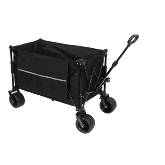 DSVIMOY Collapsible Foldable Extended Wagon, Folding Garden Cart with Drink Holders and Side Pocket, Black, 37.4"*23.03"*38.98 image {3}