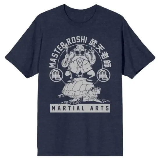 Dragon Ball Z Master Roshi Turtle School Men's Navy Heather T-shirt image {4}