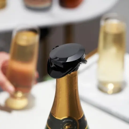 True Sapore Champagne Stoppers for Bottles, Sparkling Wine Stopper, Wine Accessories Kitchen Accessory, Black Set of 1 image {4}