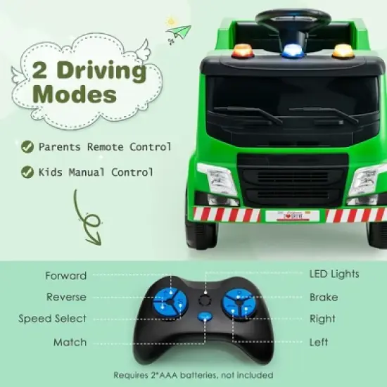 Costway 12V Recycling Garbage Truck Electric Ride On Toy Remote w/Recycling Accessories image {4}