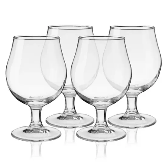 True Beer Tulip Glasses Craft Beer Cups Set Dishwasher Safe Drinking Tumblers Stemmed with Flared Rim, 15.5 Oz Clear Glass Set of 4 image {8}