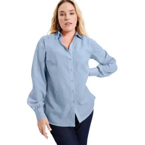 June + Vie by Roaman's Women&rsquo;s Plus Size Poplin La Vie Tunic image {8}