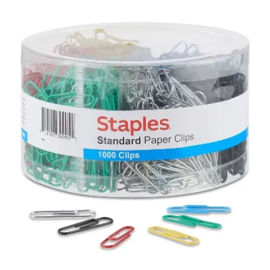Staples #1 Size Vinyl-Coated Paper Clips 1000/Tub 480108 image {3}