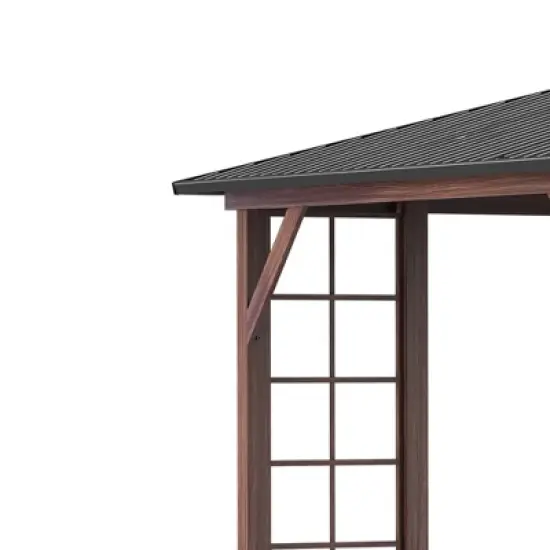 Outsunny 10' x 12' Hardtop Gazebo, Metal Roof Gazebo Canopy with Wood Grain Metal Frame for Garden, Patio, Backyard, Deck, Porch image {5}