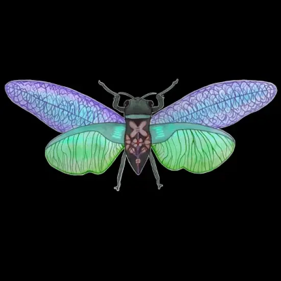 Junior's Design By Humans Botanical Watercolor Cicada By MisoKnotty T-Shirt image {1}