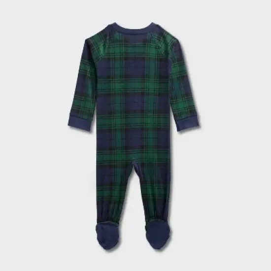 Baby Plaid Ribbed Holiday Matching Family Footed Pajamas - Wondershop&trade; Green image {1}
