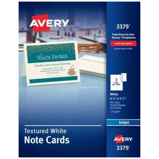 Avery Printable Note Cards, 4.25" x 5.5", Two-Sided Printing, Matte White, 2 Pack, 100 Cards Total (5813) image {6}