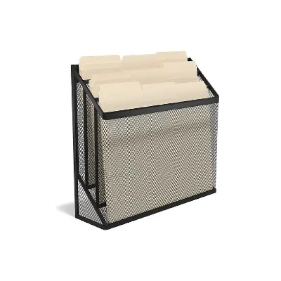 MyOfficeInnovations 3 Compartment Wire Mesh File Organizer Matte Black 24402448 image {1}
