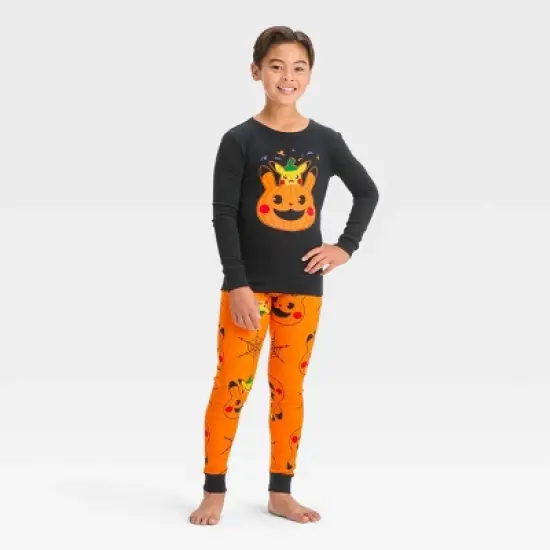 Boys' Pok&eacute;mon Pikachu Halloween 2pc Long Sleeve Pajama Set - Black/Orange image {3}