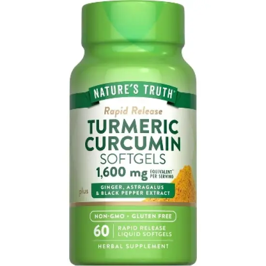 Nature's Truth Turmeric Curcumin 1600mg | 60 Softgels | With Ginger, Astragalus, & Black Pepper Extract image {7}
