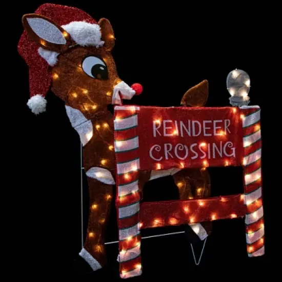Northlight 36" LED Lighted Rudolph Reindeer Crossing Outdoor Christmas Sign Decoration image {5}