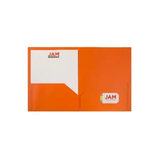 JAM Paper Plastic Two-Pocket School POP Folders Orange Bulk 96/Pack 382EORB image {2}