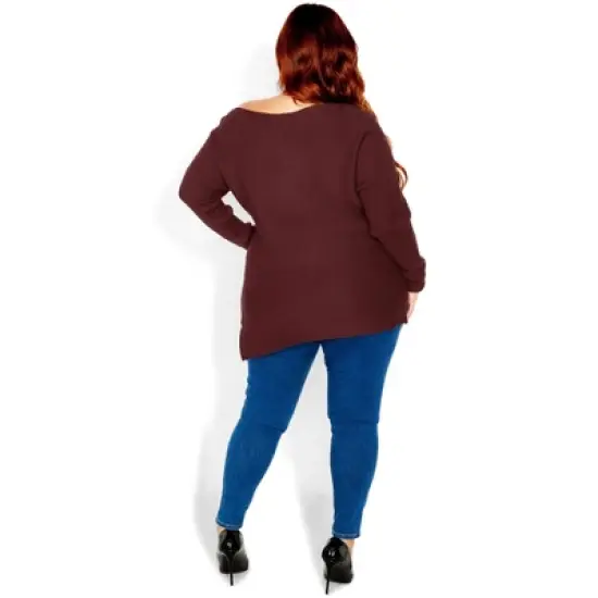 Women's Plus Size Lean In Jumper - bordeaux | CITY CHIC image {3}