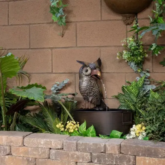 23" Iron Owl Fountain Brown - Alpine Corporation image {1}