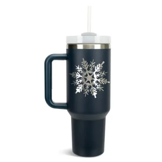 Elanze Designs Snowflake Winter Snow Queen 40 oz. Stainless Steel, Large Water Bottle Coffee Mug, Spill & Leak Resistant, Thermal Travel Tumbler with image {1}