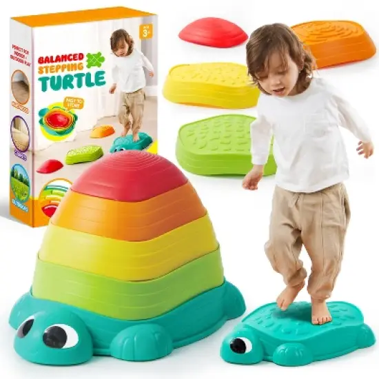 Joyfy Turtle Balance Stepping Stones for Kids - 2 Styles, Toddler Obstacle Course Coordination Sensory Game Indoor Outdoor Play Toys for Kids Age 3+ image {6}