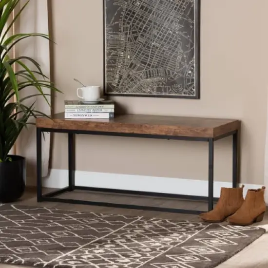 Bernardo Rattan Ottoman Brown - Baxton Studio image {1}