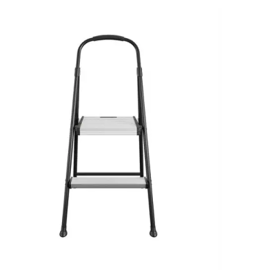 COSCO 2-Step Folding Aluminum Step Stool with Rubber Grip and 19-Inch Tall Top Step, Silver/Black image {8}