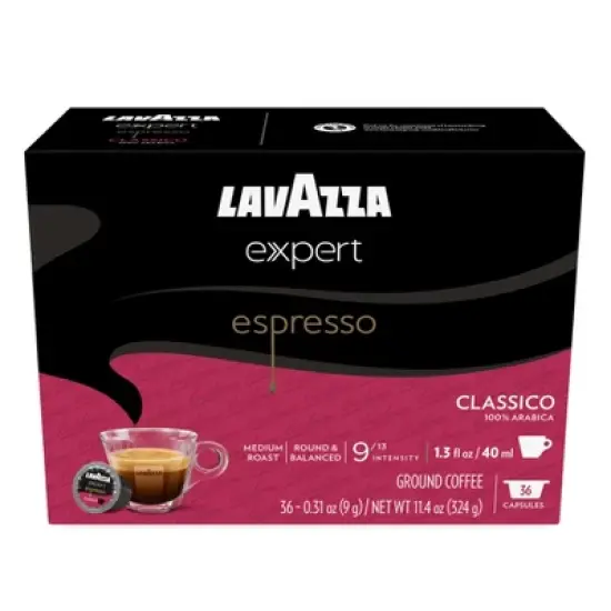 Lavazza Expert Espresso Classico Capsules, Medium Roast, 100% Arabica, Compatible with Lavazza Classy Machines (36 Capsules) image {8}