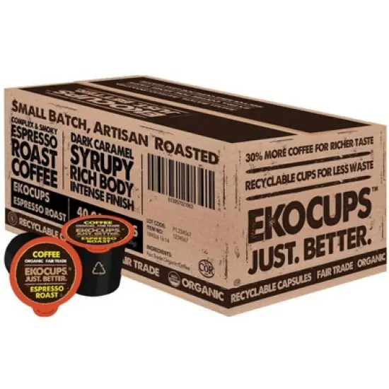 EkoCups Espresso Roast Organic Fair Trade Coffee Pods image {1}