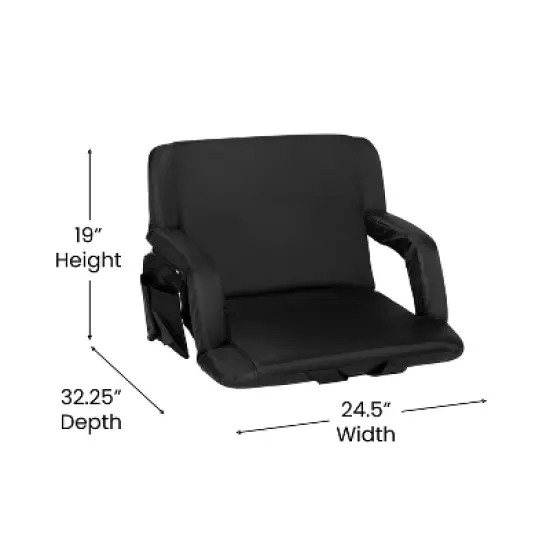 Flash Furniture Extra Wide Lightweight Reclining Stadium Chair with Armrests, Padded Back & Seat with Dual Storage Pockets and Backpack Straps image {10}